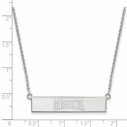 Sterling Silver Rhodium Plated Logoart University Of South Carolina Small Bar 18 Inch Necklace
