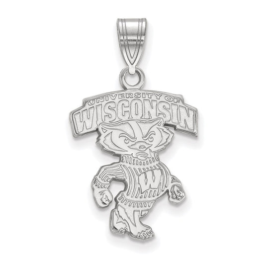 14K White Gold Logoart University Of Wisconsin Large Pendant
