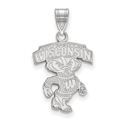 10K White Gold Logoart University Of Wisconsin Large Pendant