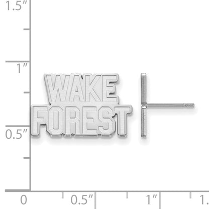 Sterling Silver Rhodium Plated Logoart Wake Forest University W F Small Post Earrings