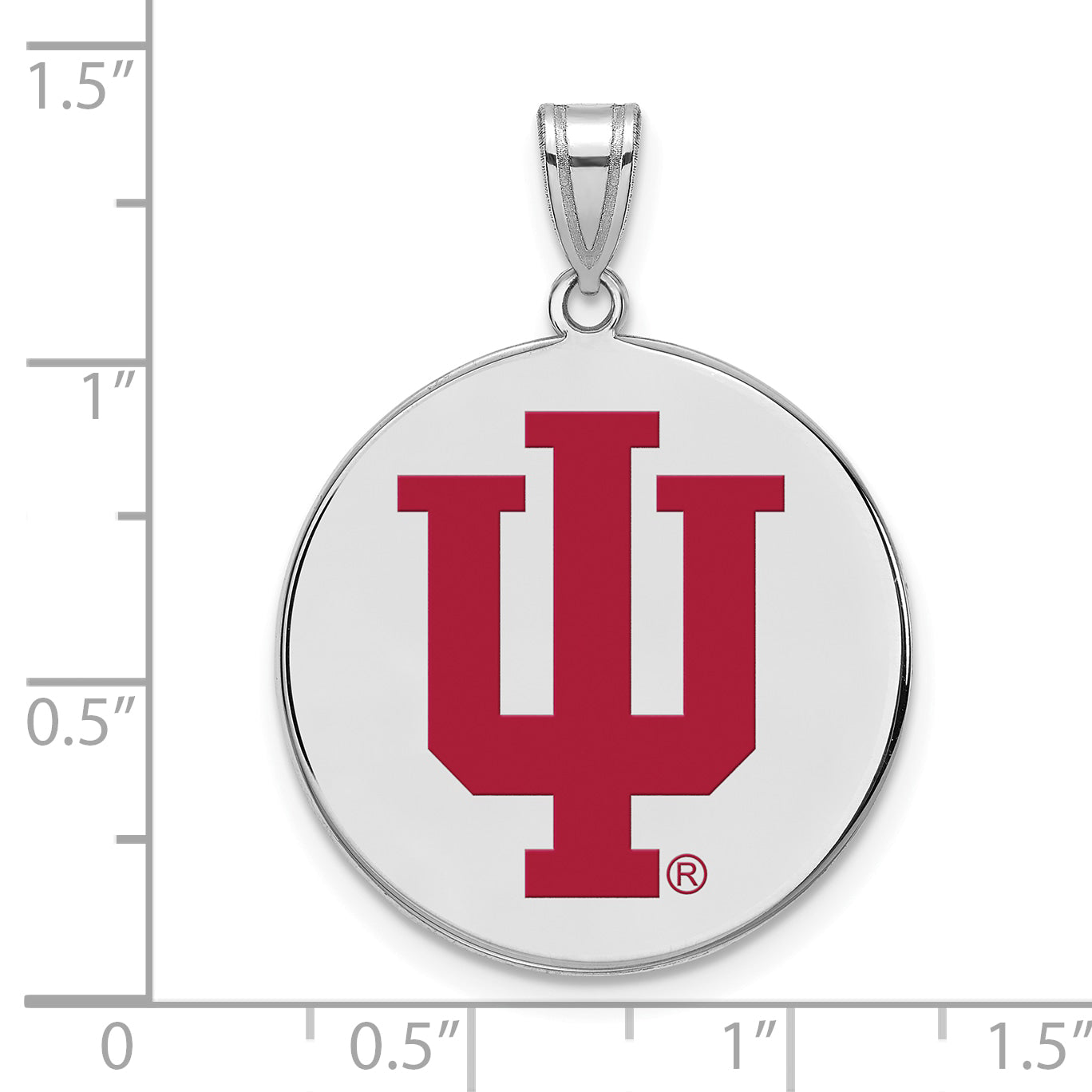 Sterling Silver Rhodium Plated Logoart Indiana University I U Extra Large Enameled Disc Pendant