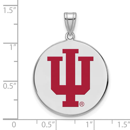 Sterling Silver Rhodium Plated Logoart Indiana University I U Extra Large Enameled Disc Pendant