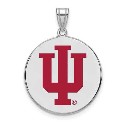 Sterling Silver Rhodium Plated Logoart Indiana University I U Extra Large Enameled Disc Pendant