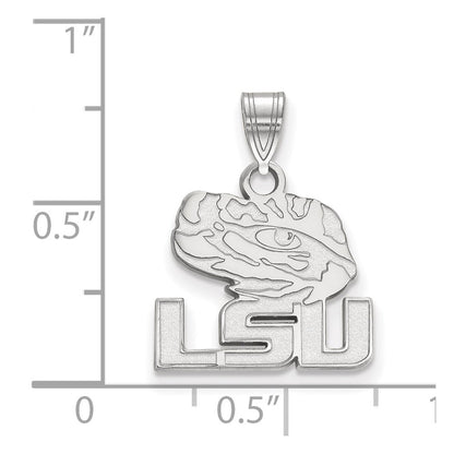 Sterling Silver Rhodium Plated Logoart Louisiana State University L S U Tiger Eye Small Pendant