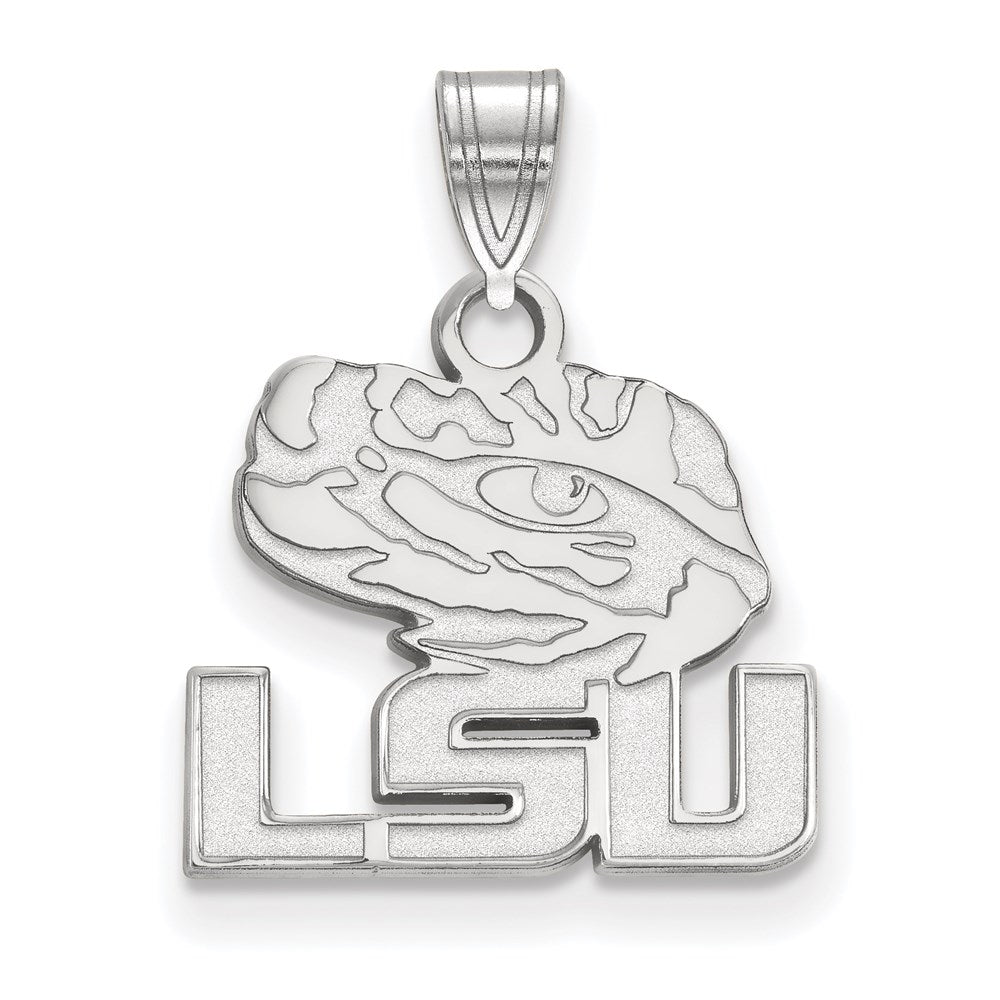 14K White Gold Logoart Louisiana State University L S U Tiger Eye Small Pendant