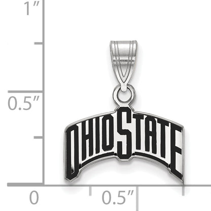 Sterling Silver Rhodium Plated Logoart The Ohio State University Medium Enameled Pendant