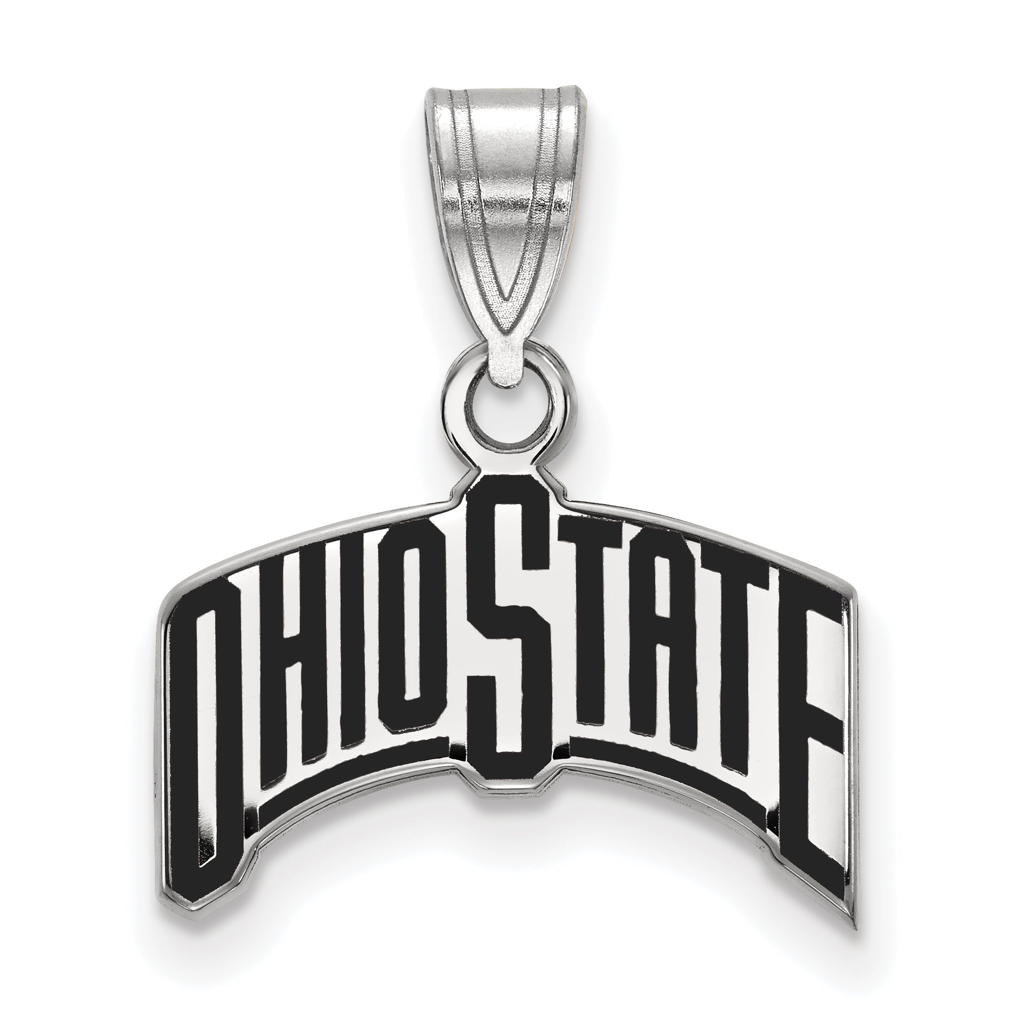Sterling Silver Rhodium Plated Logoart The Ohio State University Medium Enameled Pendant