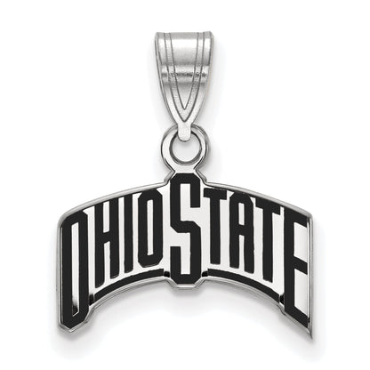Sterling Silver Rhodium Plated Logoart The Ohio State University Medium Enameled Pendant