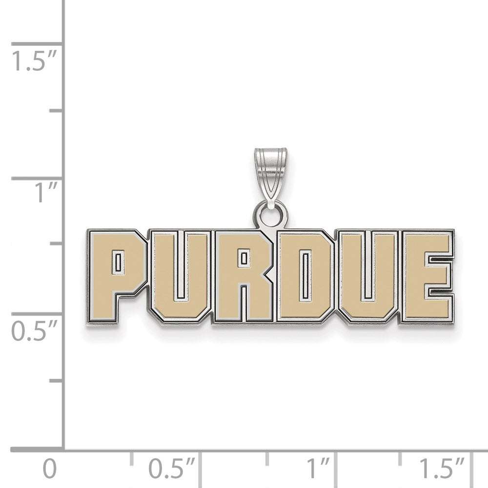 Sterling Silver Rhodium Plated Logoart Purdue University Block Type Small Enameled Pendant