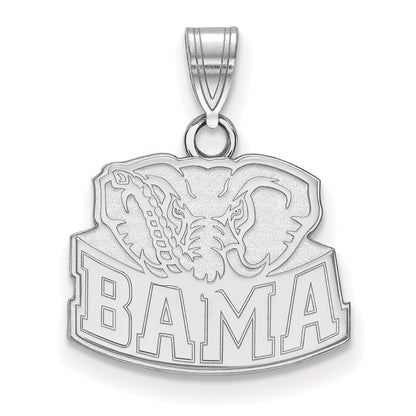 14K White Gold Logoart University Of Alabama Elephant Small Pendant