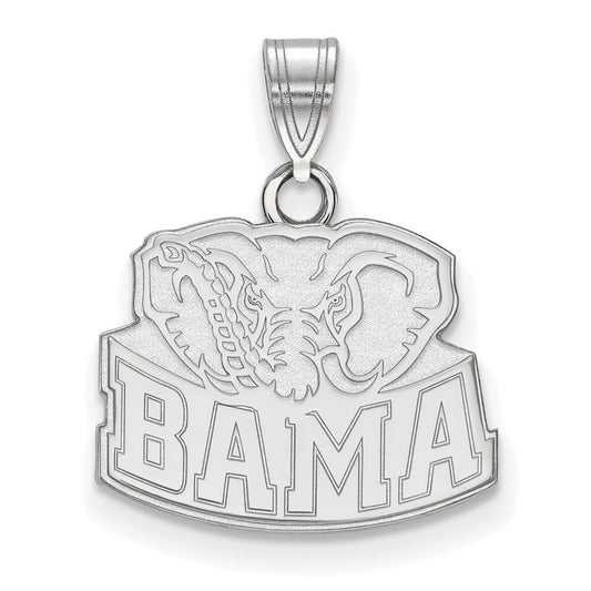 14K White Gold Logoart University Of Alabama Elephant Small Pendant