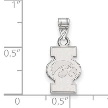 Sterling Silver Rhodium Plated Logoart University Of Iowa Small Pendant