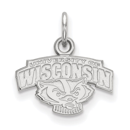 Sterling Silver Rhodium Plated Logoart University Of Wisconsin Extra Small Pendant