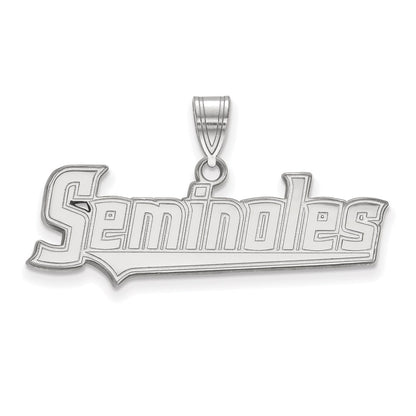 Sterling Silver Rhodium Plated Logoart Florida State University Seminoles Script Large Pendant