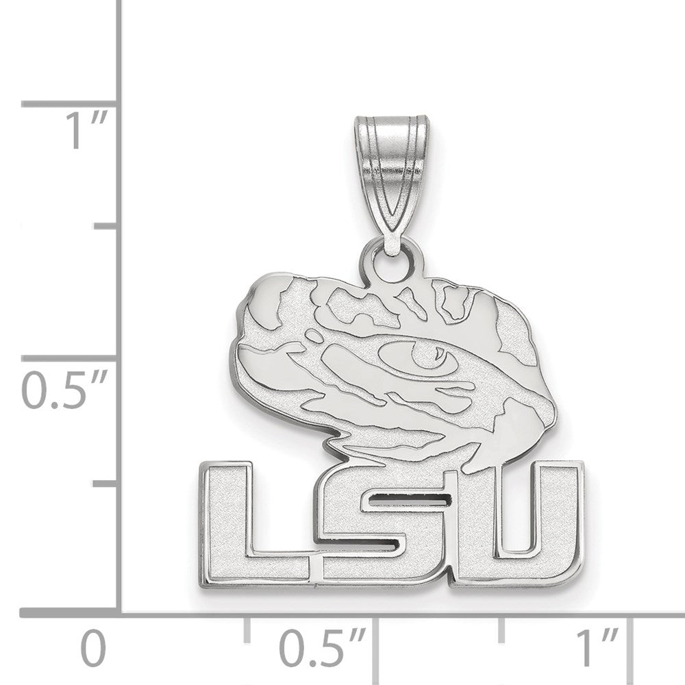 Sterling Silver Rhodium Plated Logoart Louisiana State University L S U Tiger Eye Medium Pendant