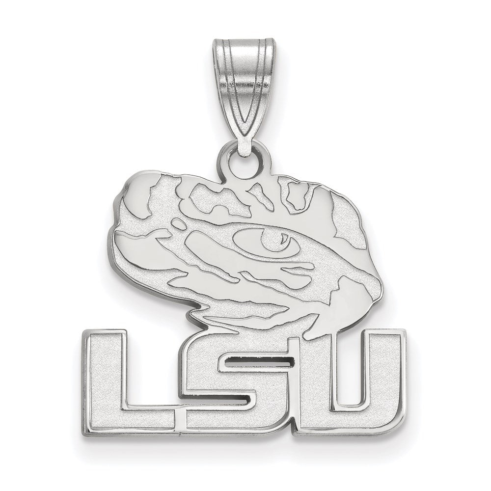 10K White Gold Logoart Louisiana State University L S U Tiger Eye Medium Pendant
