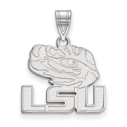 10K White Gold Logoart Louisiana State University L S U Tiger Eye Medium Pendant