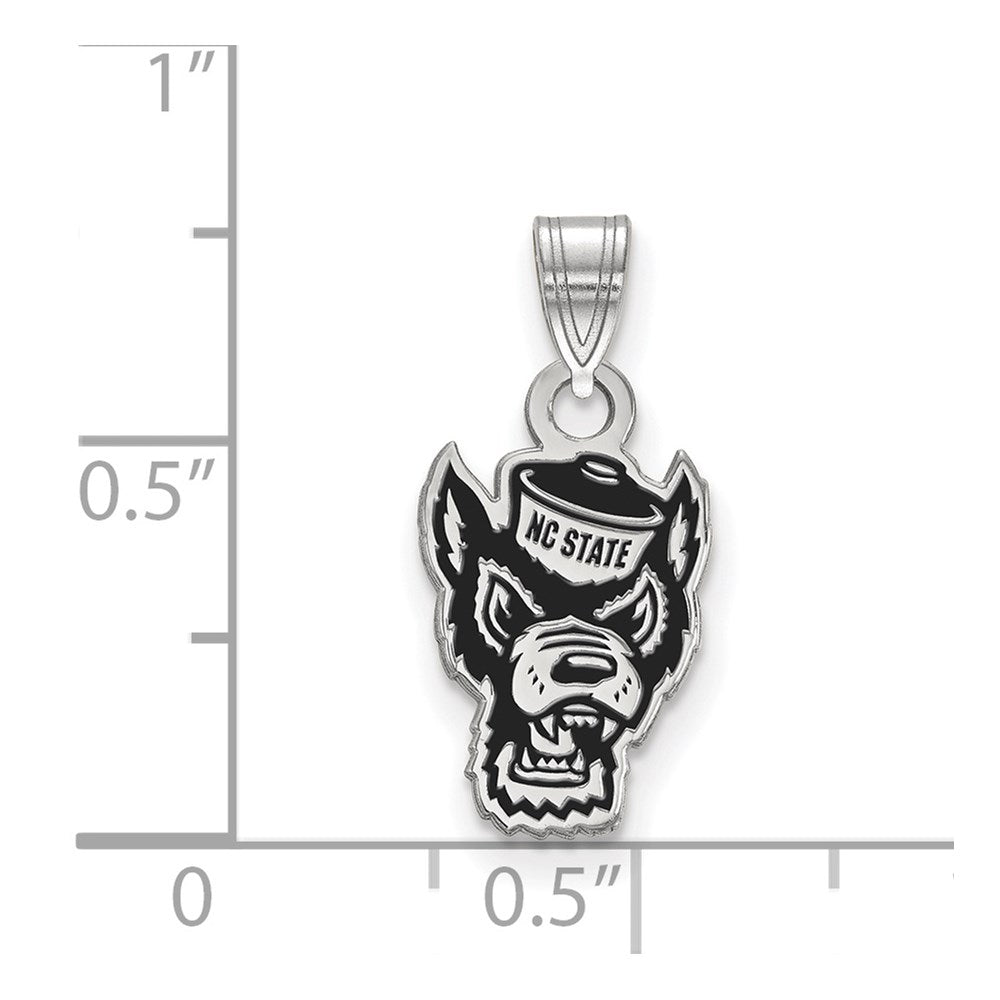 Sterling Silver Rhodium Plated Logoart North Carolina State University Wolf Small Enameled Pendant