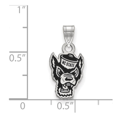 Sterling Silver Rhodium Plated Logoart North Carolina State University Wolf Small Enameled Pendant