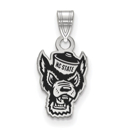 Sterling Silver Rhodium Plated Logoart North Carolina State University Wolf Small Enameled Pendant