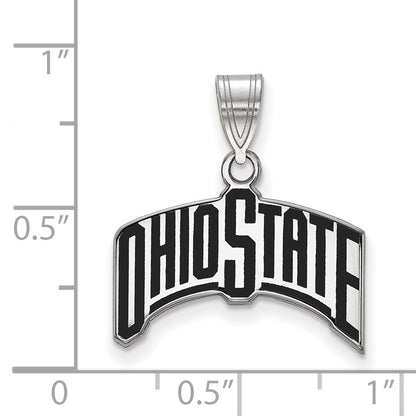 Sterling Silver Rhodium Plated Logoart The Ohio State University Large Enameled Pendant