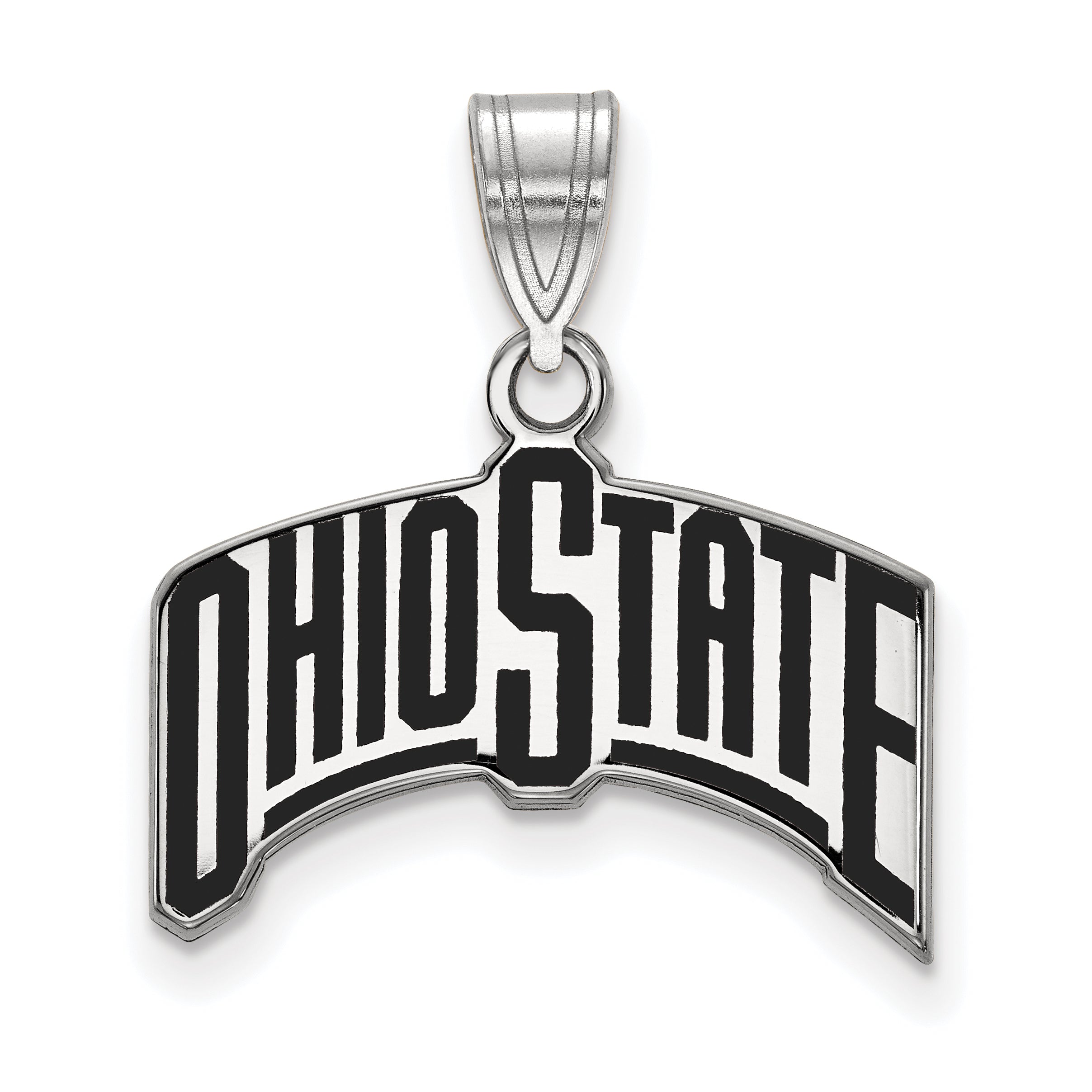Sterling Silver Rhodium Plated Logoart The Ohio State University Large Enameled Pendant