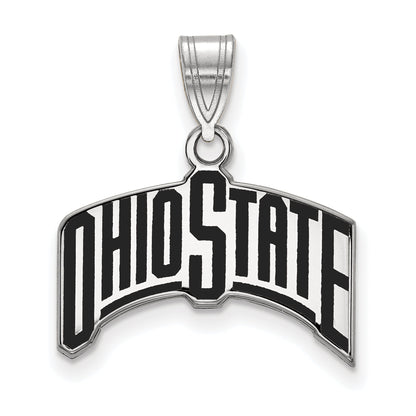 Sterling Silver Rhodium Plated Logoart The Ohio State University Large Enameled Pendant