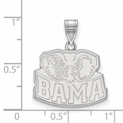 Sterling Silver Rhodium Plated Logoart University Of Alabama Elephant Medium Pendant