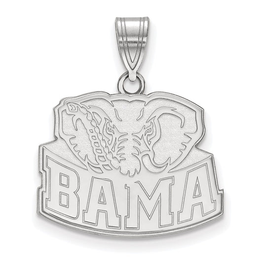 Sterling Silver Rhodium Plated Logoart University Of Alabama Elephant Medium Pendant
