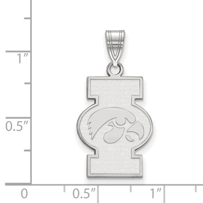 Sterling Silver Rhodium Plated Logoart University Of Iowa Large Pendant