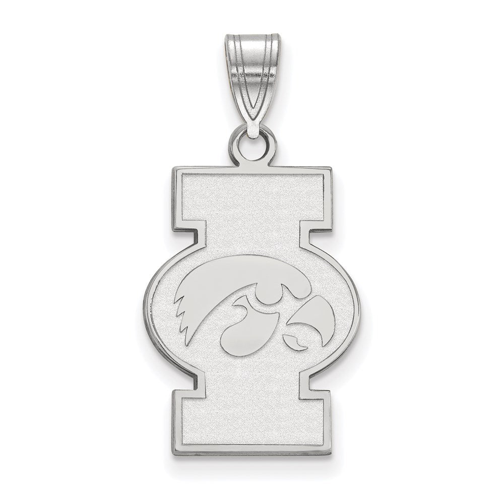 Sterling Silver Rhodium Plated Logoart University Of Iowa Large Pendant