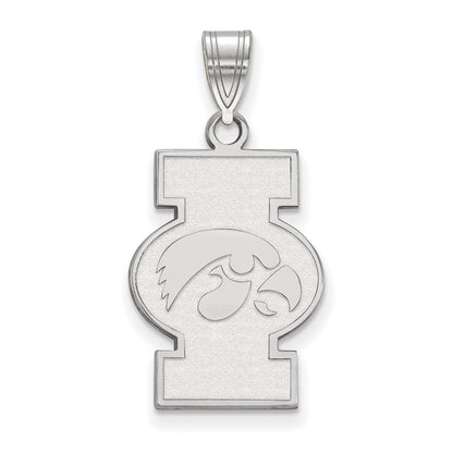 Sterling Silver Rhodium Plated Logoart University Of Iowa Large Pendant