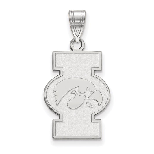 Sterling Silver Rhodium Plated Logoart University Of Iowa Large Pendant