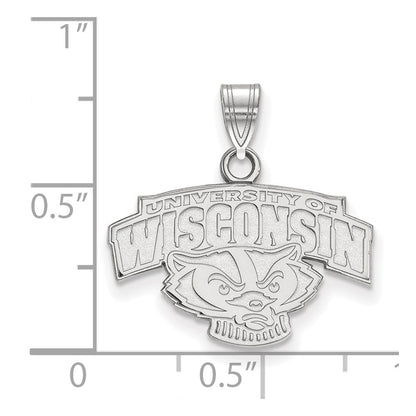 14K White Gold Logoart University Of Wisconsin Small Pendant