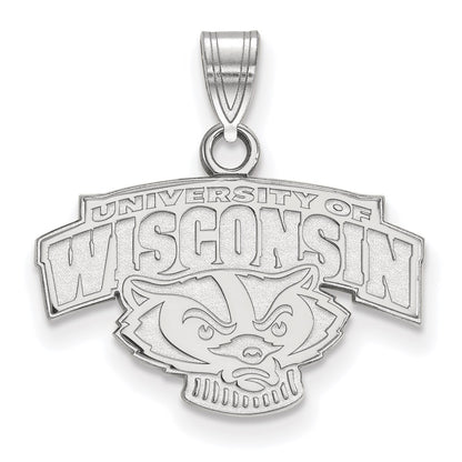 10K White Gold Logoart University Of Wisconsin Small Pendant
