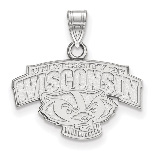 10K White Gold Logoart University Of Wisconsin Small Pendant