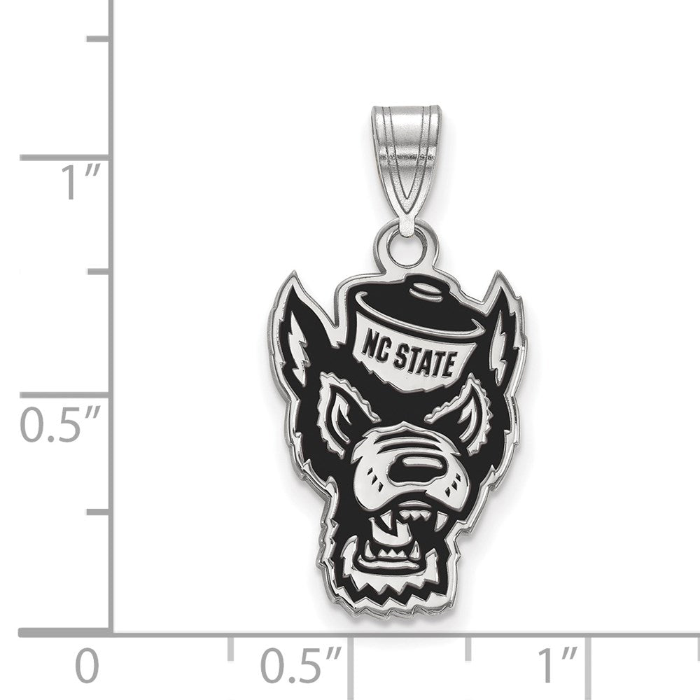 Sterling Silver Rhodium Plated Logoart North Carolina State University Wolf Large Enameled Pendant