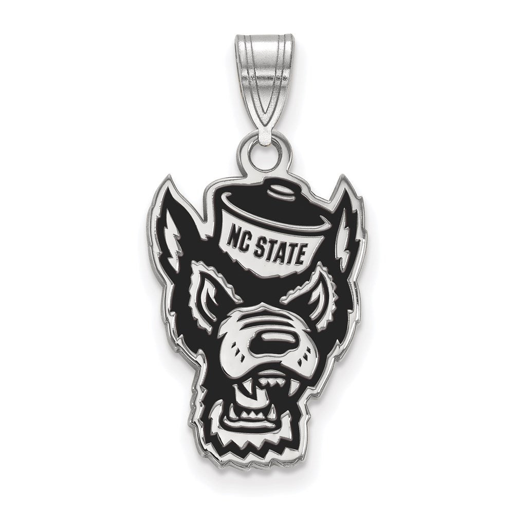 Sterling Silver Rhodium Plated Logoart North Carolina State University Wolf Large Enameled Pendant