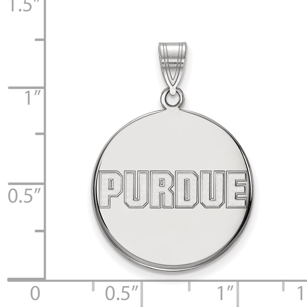 14K White Gold Logoart Purdue University Block Type Large Disc Pendant