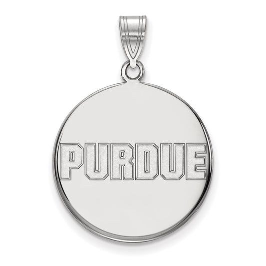 10K White Gold Logoart Purdue University Block Type Large Disc Pendant
