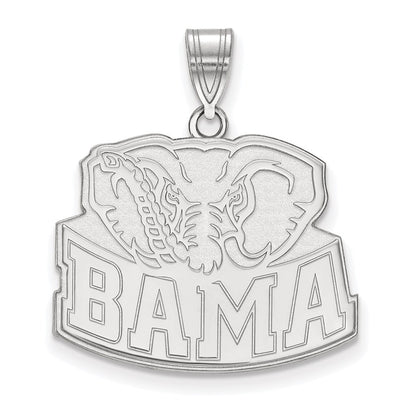 Sterling Silver Rhodium Plated Logoart University Of Alabama Elephant Large Pendant