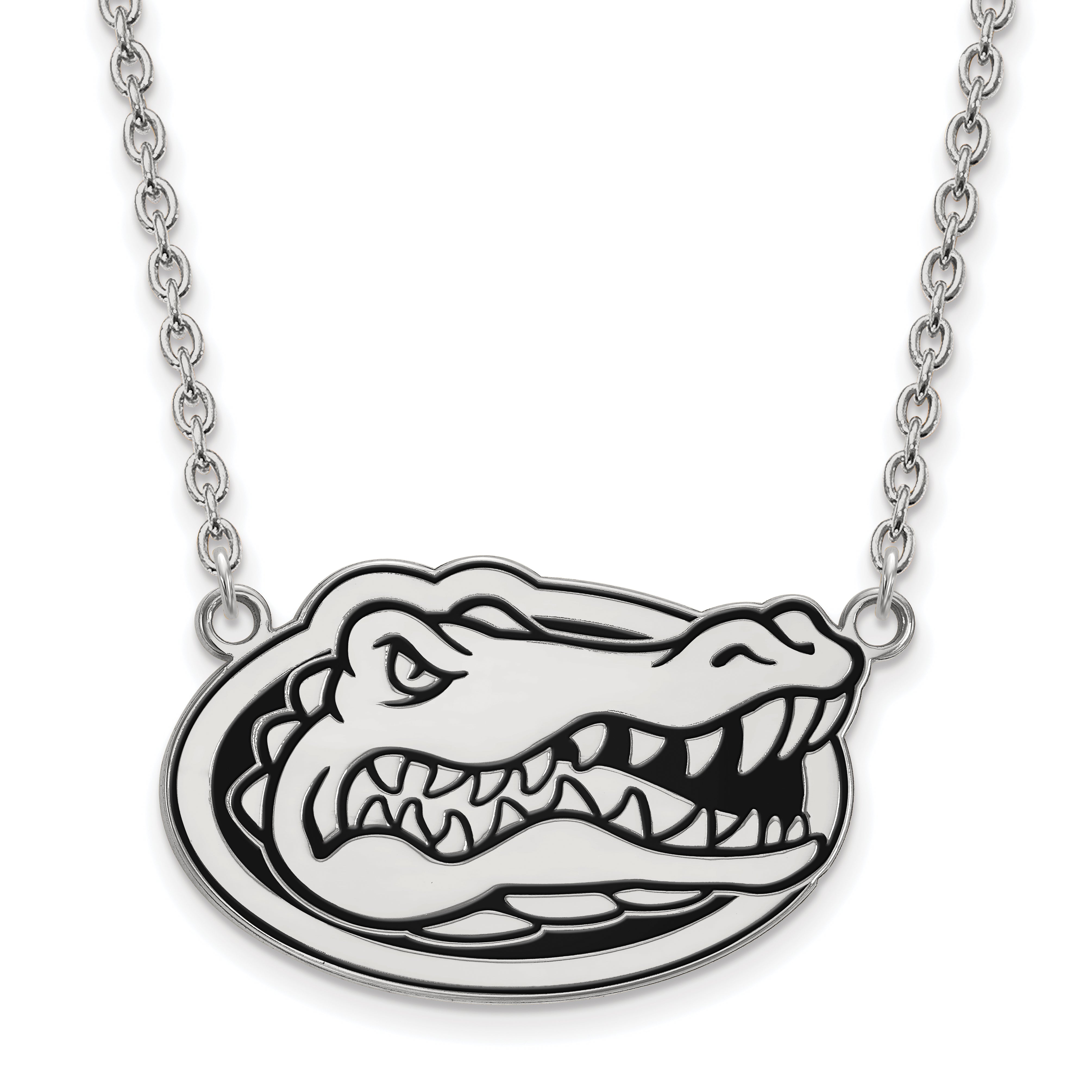 Sterling Silver Rhodium Plated Logoart University Of Florida Gator Large Enameled Pendant 18 Inch Necklace