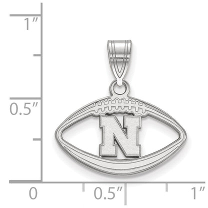 Sterling Silver Rhodium Plated Logoart University Of Nebraska Letter N Football Pendant