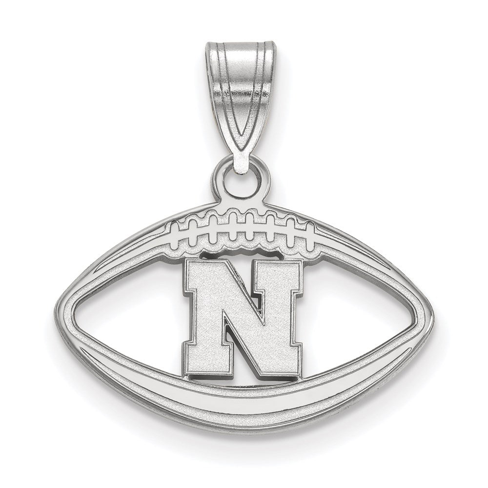 Sterling Silver Rhodium Plated Logoart University Of Nebraska Letter N Football Pendant