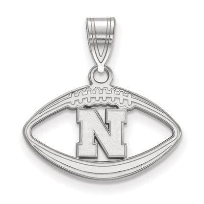 Sterling Silver Rhodium Plated Logoart University Of Nebraska Letter N Football Pendant