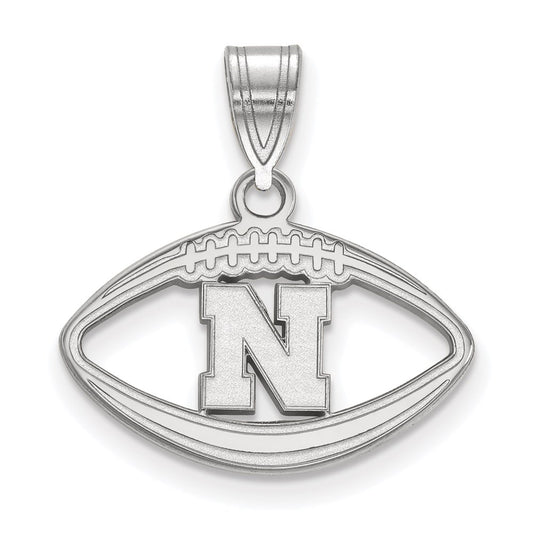 Sterling Silver Rhodium Plated Logoart University Of Nebraska Letter N Football Pendant