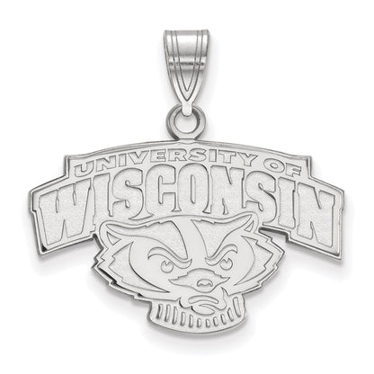 10K White Gold Logoart University Of Wisconsin Medium Pendant