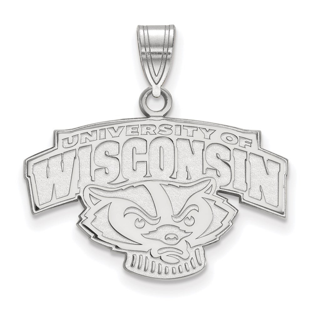 14K White Gold Logoart University Of Wisconsin Medium Pendant