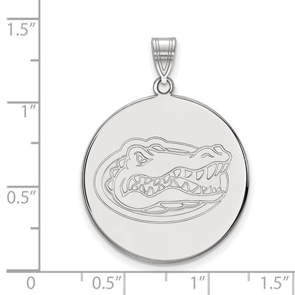 Sterling Silver Rhodium Plated Logoart University Of Florida Gator Extra Large Disc Pendant