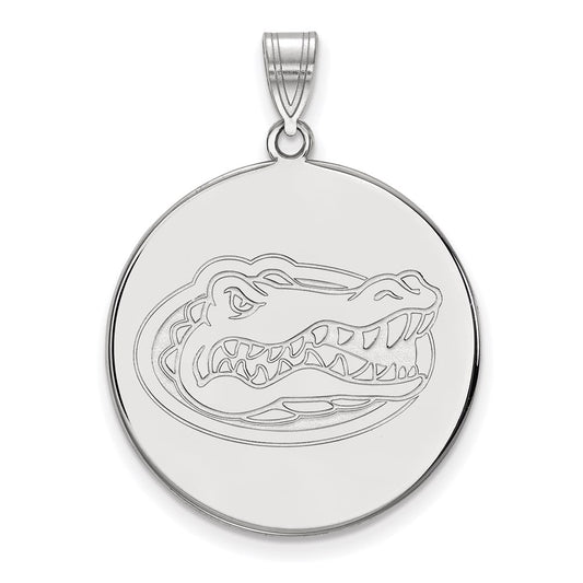 14K White Gold Logoart University Of Florida Gator Extra Large Disc Pendant